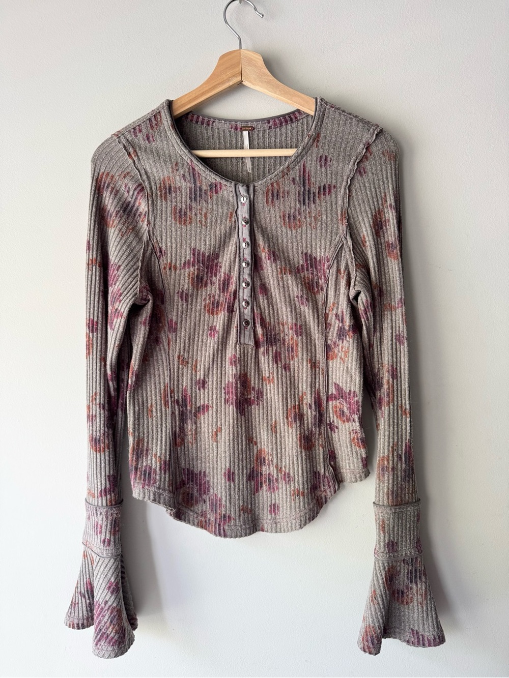 Free People Floral Long Sleeve Blouse